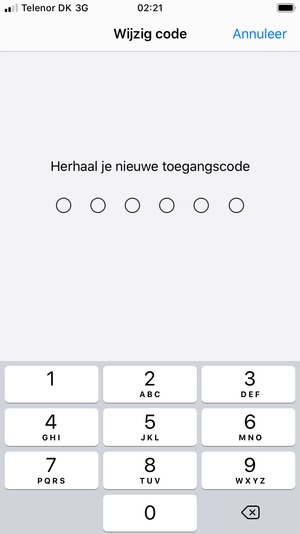 Voer uw wachtwoordcode opnieuw in