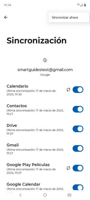 Seleccione Sincronizar ahora
