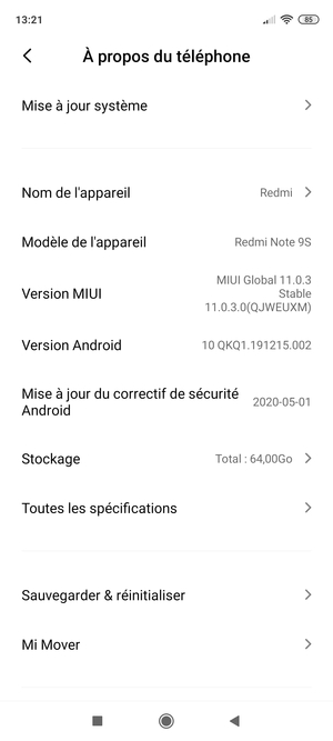 Sélectionnez Mise à jour système