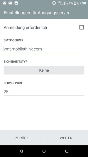Deaktivieren Sie das Kontrollkästchen Anmeldung erforderlich und wählen Sie WEITER