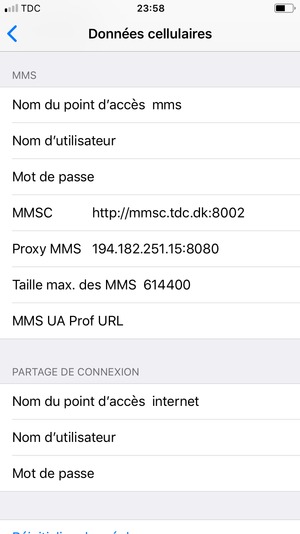 Saisissez les informations MMS