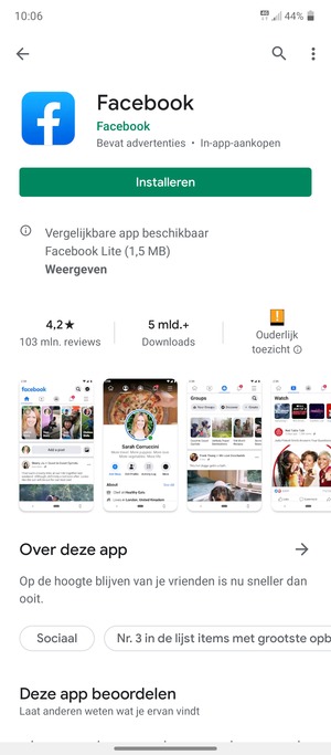 Selecteer Installeren