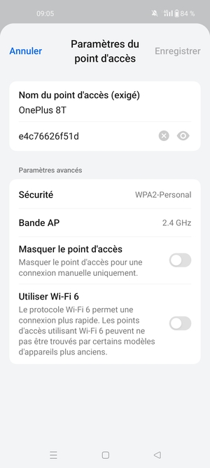 Saisissez un mot de passe de hotspot Wi-Fi d'au moins 8 caractères et sélectionnez OK