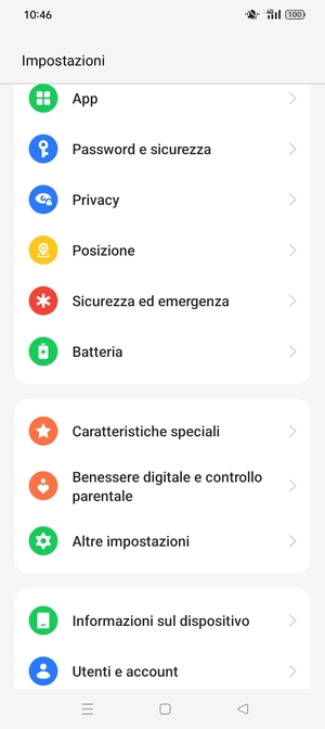 Scorri e seleziona Password e sicurezza