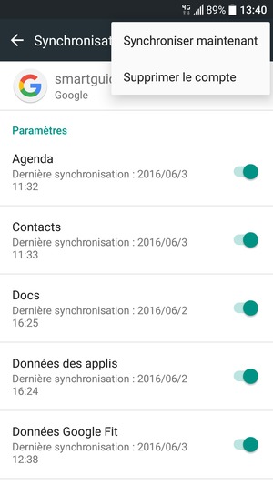 Sélectionnez Synchroniser maintenant