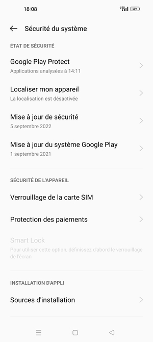 Sélectionnez Verrouillage de la carte SIM