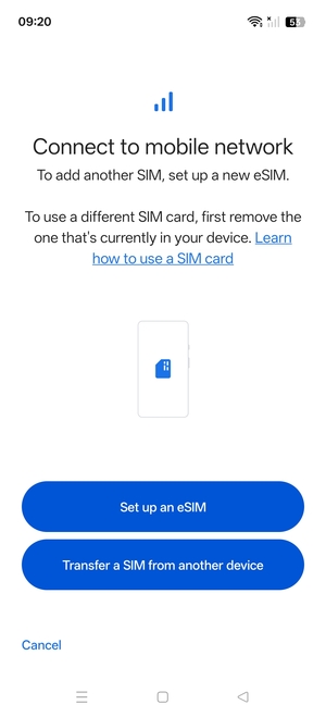 Select Set up an eSIM