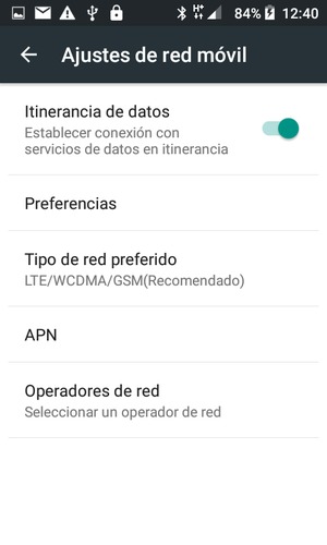 Activar o desactivar Itinerancia de datos