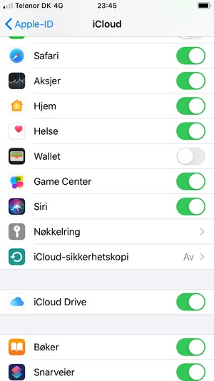 Velg iCloud-sikkerhetskopi