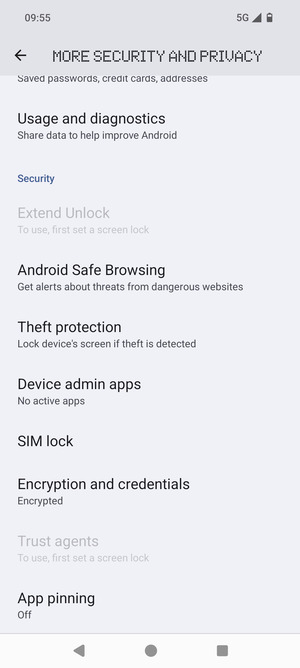 Scroll to and select SIM lock