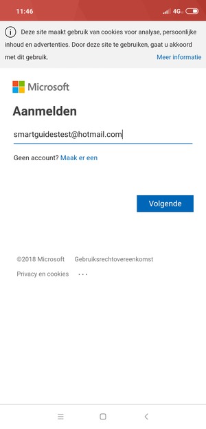 Voer uw Hotmail adres in en selecteer Volgende