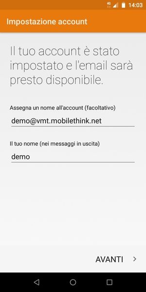 Scegli un nome per il tuo account e inserisci il tuo nome. Seleziona AVANTI