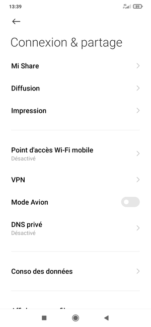 Sélectionnez Point d'accès Wi-Fi mobile