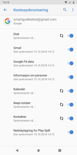 Dine kontakter fra Google vil synkroniseres til telefonen din