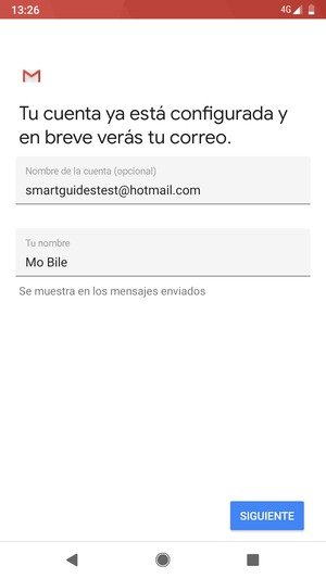 Déle a su cuenta un nombre y escriba su nombre. Seleccione SIGUIENTE