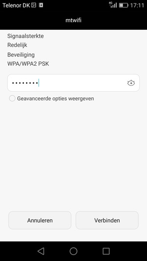 Voer het WiFi-wachtwoord in en selecteer Verbinden