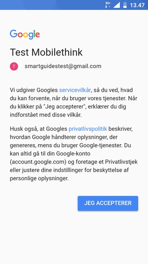 Vælg JEG ACCEPTERER