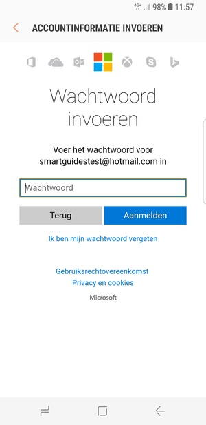 Voer uw wachtwoord in en selecteer Aanmelden 
