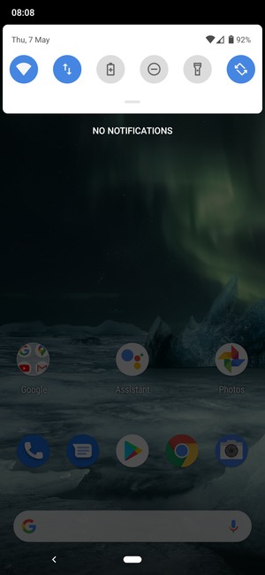 Slide down the top menu again