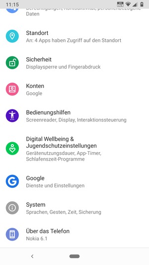Scrollen Sie und wählen Sie Sicherheit