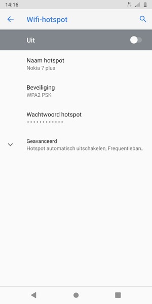 Selecteer Wachtwoord hotspot