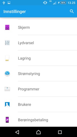 Gå tilbake til Innstillinger-menyen og velg Strømstyring