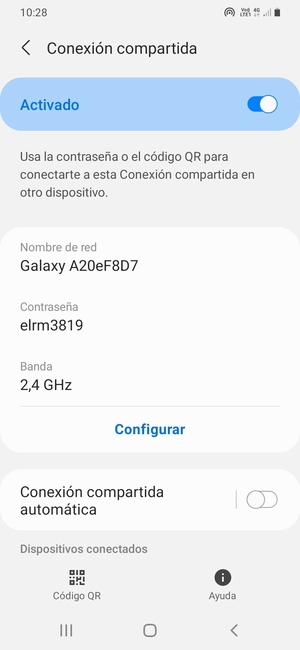 El teléfono ha sido configurado para su uso como módem