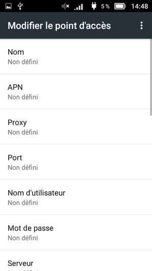 Saisissez les informations Internet