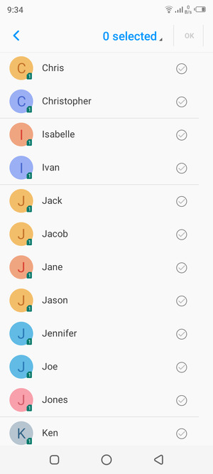Select 0 selected