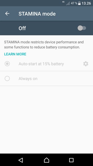 Turn on STAMINA mode