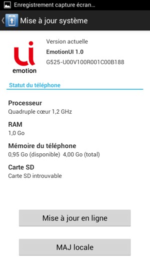 Sélectionnez Mise à jour en ligne