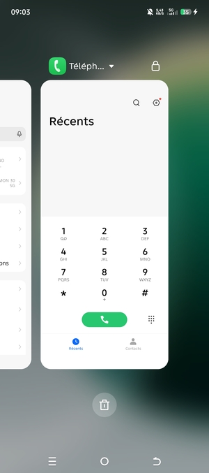 Sélectionnez l'icône Supprimer pour fermer toutes les applis en cours d'exécution