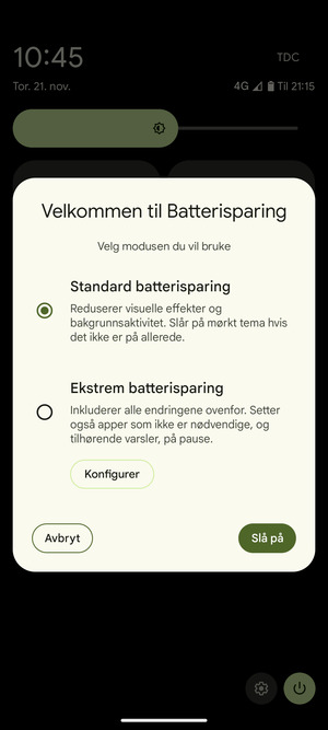 Velg Slå på