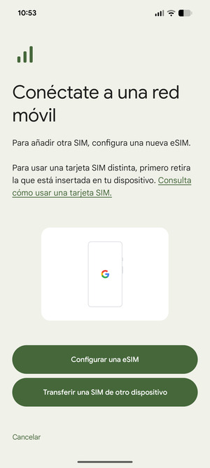 Seleccione Configurar una eSIM