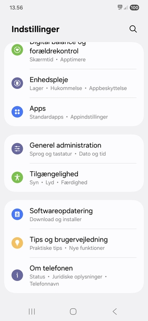 Scroll til og vælg Softwareopdatering
