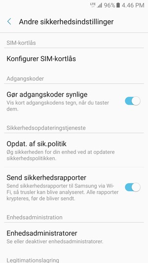 Vælg Konfigurer SIM-kortlås