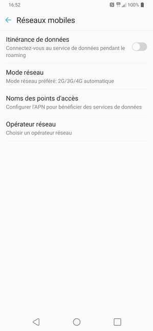 Sélectionnez Mode réseau