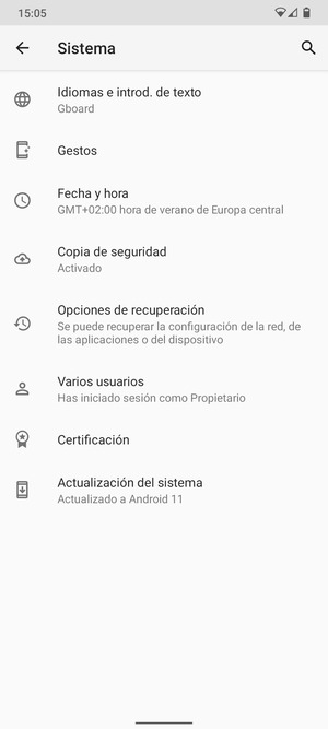 Seleccione Actualización del sistema