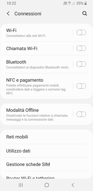 Seleziona Wi-Fi