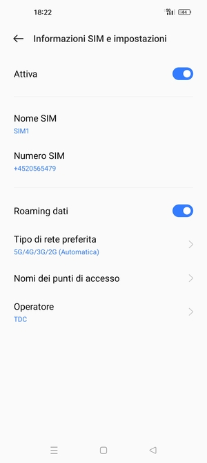 Attiva o disattiva Roaming dati