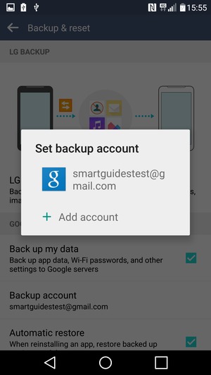Select your backup account