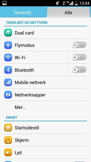 Velg Mobile nettverk