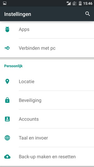 Scroll naar en selecteer Accounts