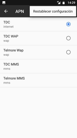 Seleccione Restablecer configuración