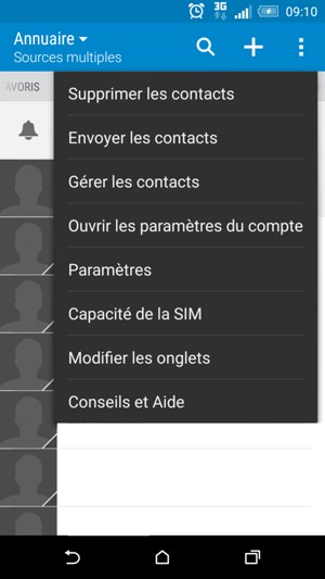 Sélectionnez Gérer les contacts