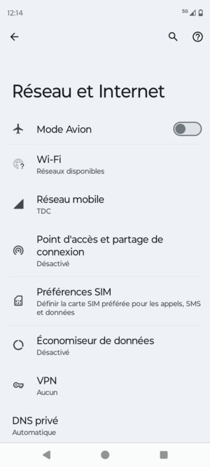Sélectionnez Réseau mobile