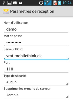 Saisissez Nom d'utilisateur et l'adresse du serveur Exchange