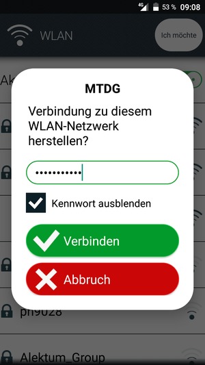 Geben Sie das WLAN-Passwort ein und wählen Sie Verbinden
