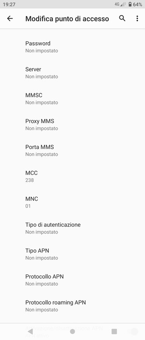 Scorri verso il basso e inserisci le informazioni degli MMS