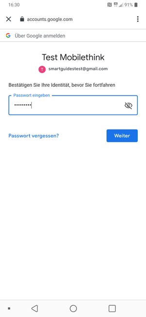 Geben Sie Ihre Passwort ein und wählen Sie Weiter